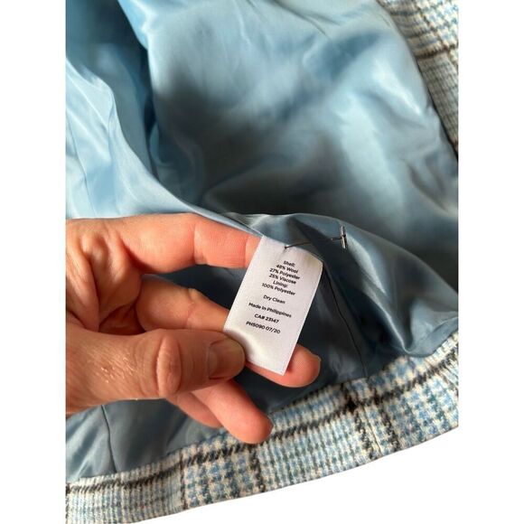 Talbots CLASSIC SHETLAND BLAZER Jacket GLEN PLAID Blue size 10 Petite Button Fro - Picture 8 of 14